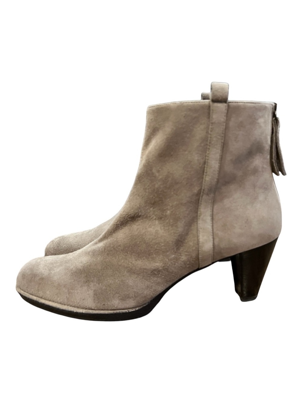 Stuart Weitzman Renew Suede Ankle Boots Dust Taupe Back Zip Size 8M
